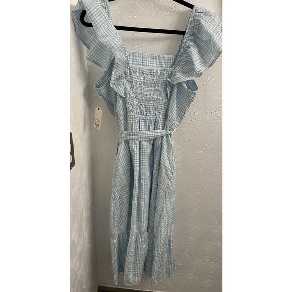 St. John’s Bay Square Neck Midi Plaid Romantic Dress Large NWT Pastel Spring - Picture 8 of 10